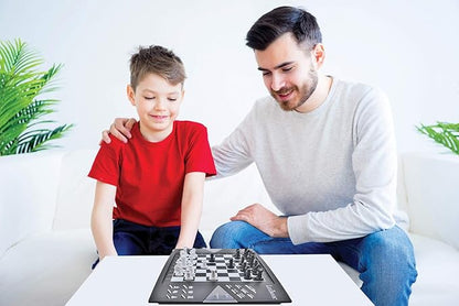 Lexibook Chessman® Elite Interactive Electronic Chess Game + 64 Levels of Difficulty LEDs Family Child Board Game Black/White CG1300US