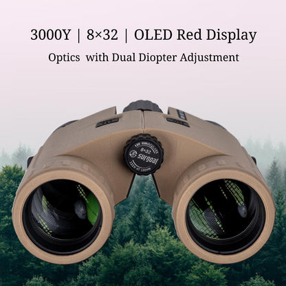 SG SURGOAL 8x32 Laser Rangefinder Binoculars 3000 Yards, OLED Red Display, Angle Compensated, IPX4 Waterproof Hunting Range Finder with 1/4” Thread for Tripod Mount