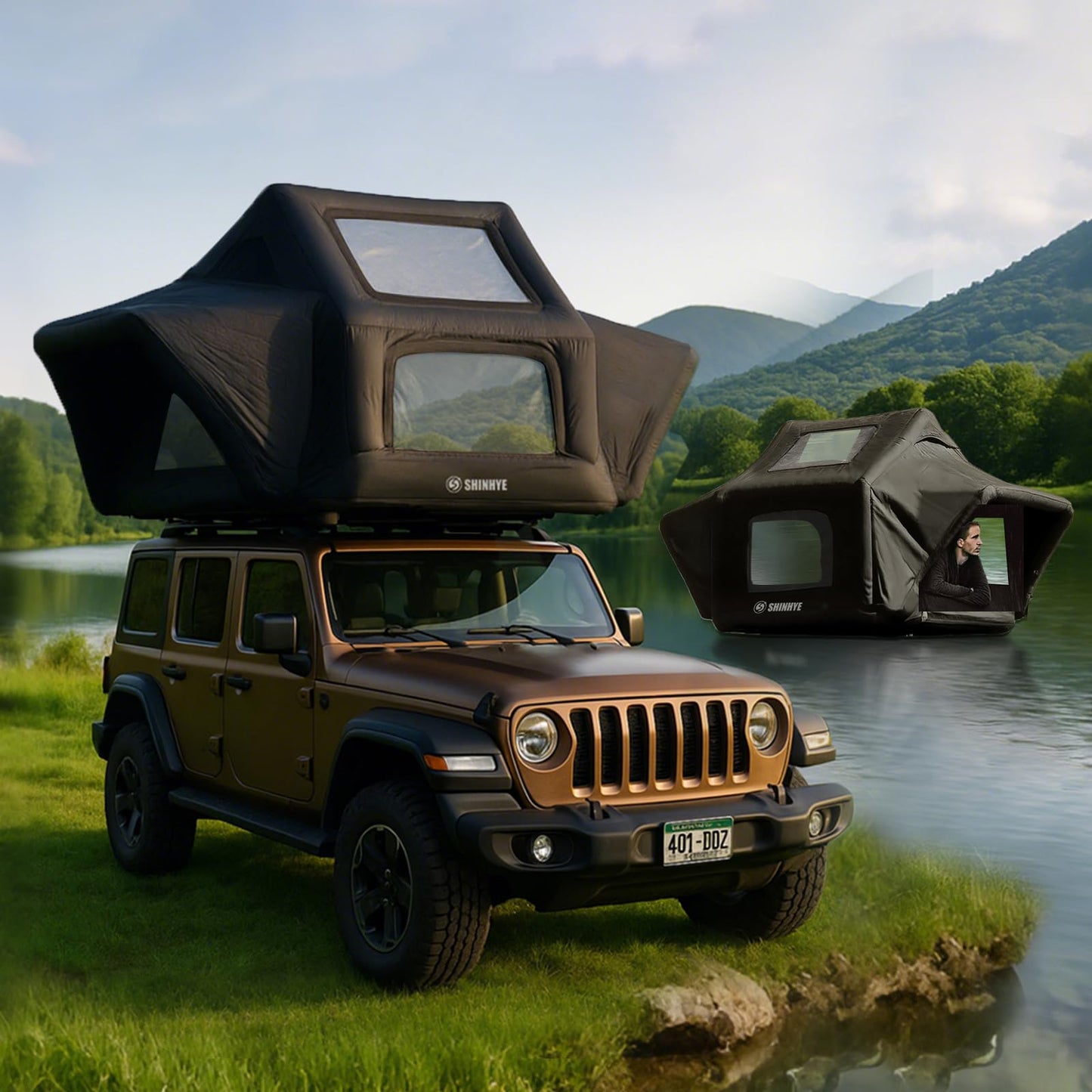 Rooftop Tent Hard Shell, Roof Top Tent Hardshell for Truck Car Jeep SUV Van, Waterproof Rooftop Tents for Camping (Black)