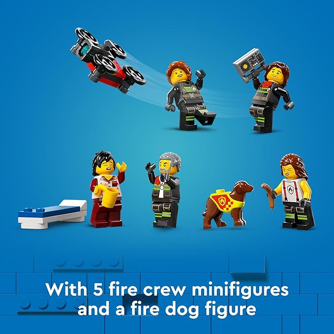 LEGO City Fire Station with Fire Truck Toy - Kids Toy Building Sets with 2 Fire Truck Attachments - Gifts for Boys &amp Girls Ages 6+ - Pretend Play Set with 5 Minifigures - 60414