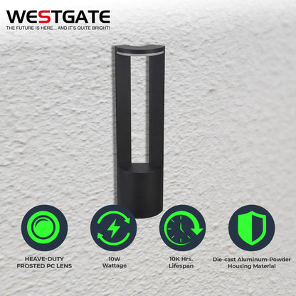 Westgate 12V LED Opera Path Light, Outdoor Landscape Lighting for Garden, Walkway, & Driveway, Waterproof Die-Cast Aluminum, 10W Outdoor Pathway Light, Corded Electric, 22.83" Lx3.15 Wx6.3 H, Black