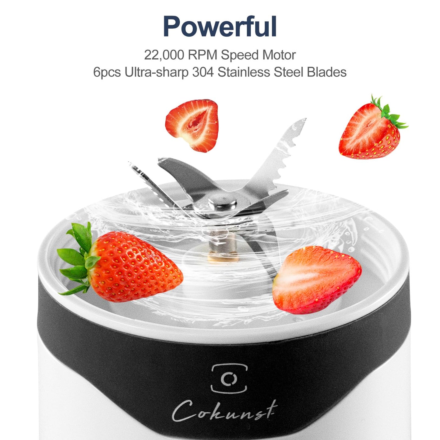 COKUNST 18oz Portable Blender, USB Rechargeable Personal Size Blenders, Smoothie Blender with 6 Blades for Protein & Shakes, Mini juicer with Extra Handle Lid for Travel Sports Outgoing