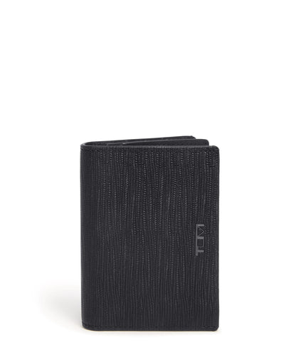 Tumi Mens Gusseted Card Case Black Embossed One Size