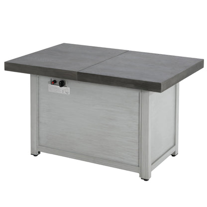 Christopher Knight Home Akali Extendable Outdoor Fire Pit Table with Lava Rocks and Protect Cover, Aluminium Alloy Tabletop Fire Pit with Steel Frame, Patio Fireplace Table, 50000 BTU, Dark Grey