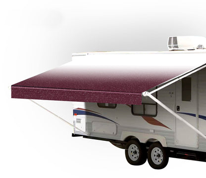 SunWave RV Awning Fabric Replacement | Premium Vinyl Canopy - Burgundy Fade (20')