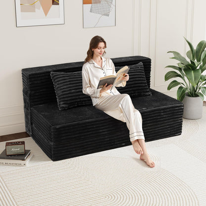 GEMBED Folding Sofa Bed Queen - 4 in 1 Convertible Foldable Sleeper Chair with Pillow, Fold Out Couch, High-Density Foam Floor Mattress, Space-Saving Futon for Living Dorm Guest Room and Office, Black