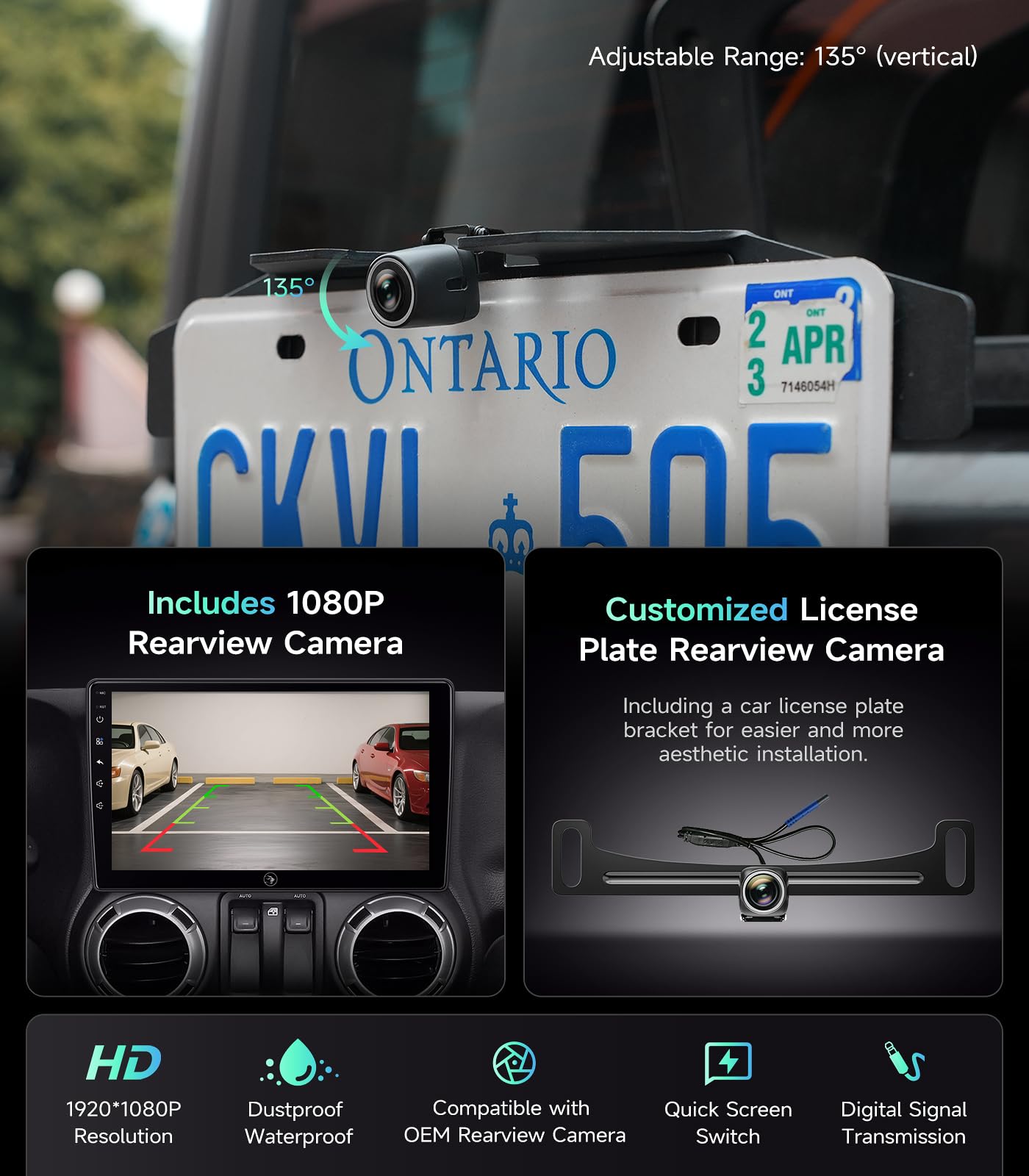 Car Radio Stereo Upgrade for Jeep Wrangler JK Compass Grand Cherokee Dodge Ram with Wireless CarPlay/Android Auto/10.2'' Touchscreen/Backup Camera