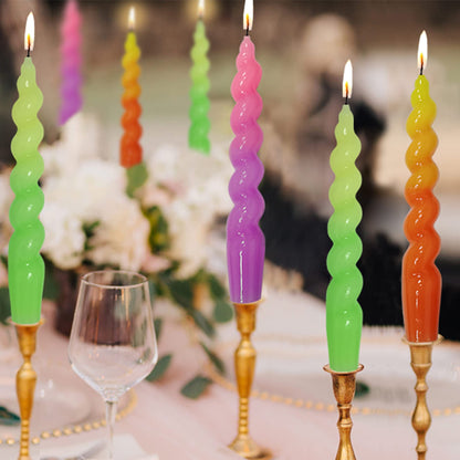 Colorful Candlestick Spiral Taper Candle, Gedengni 7.2inches Handcrafted Twisted Candlesticks Short Taper Candles Unscented Candle Sticks for Wedding Home Dinner Women Gifts,2S-Yellow Orange