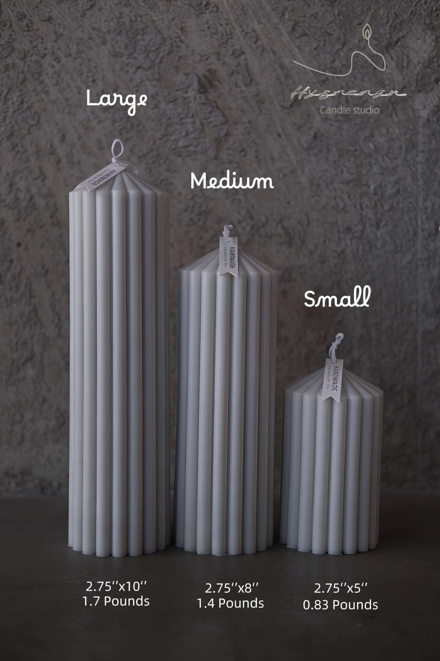 Hyznengu Ribbed Peak Pillar Candle- Large Handmade Scented Soy Wax Candle with Elegant Bubble Aesthetic， Housewarming Gift, Shelf & Coffee Table Centerpiece, Gray (Large)