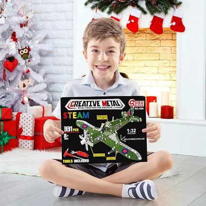 STEM Building Toys Model Airplane Kits for Boys 8-12Airplane Model Scale 1:32 Metal Building KitErector Sets Model Planes for Kids 8-12Best Airplane Gifts for Hurricane Fighter Fans