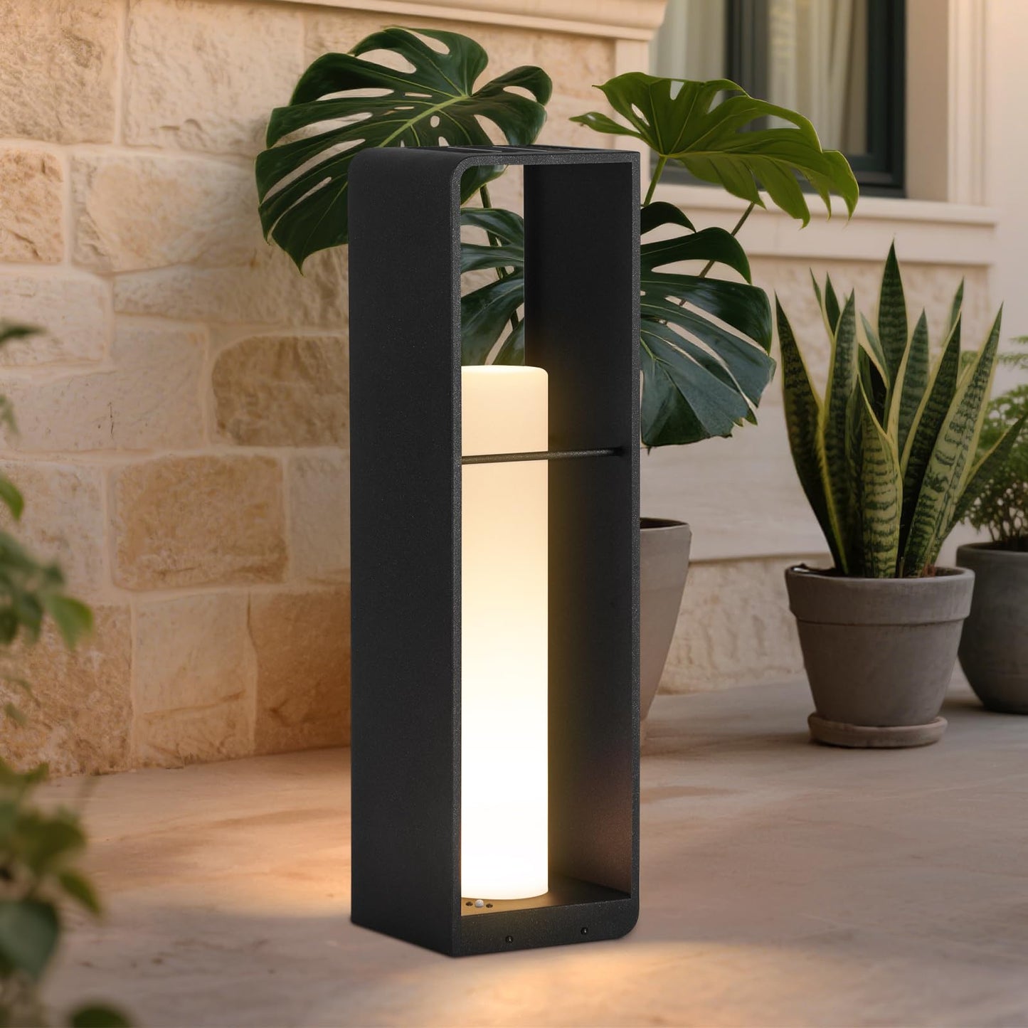 Linkmoon Outdoor Lights for Patio, IP65 Solar Lanterns Outdoor Waterproof, 3000K LED Path Lights, Outside Floor Lamp Solar Powered, Dusk to Dawn Landscape Lighting for Deck Garden Yard Backyard Porch