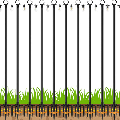 TQQVXX 10 Pack 10 FT String Light Poles,Metal with Fork Lights Poles for Outdoor String Light, Rustproof Heavy Duty for Outside Garden,Patio,Wedding,Backyard,Deck,Party