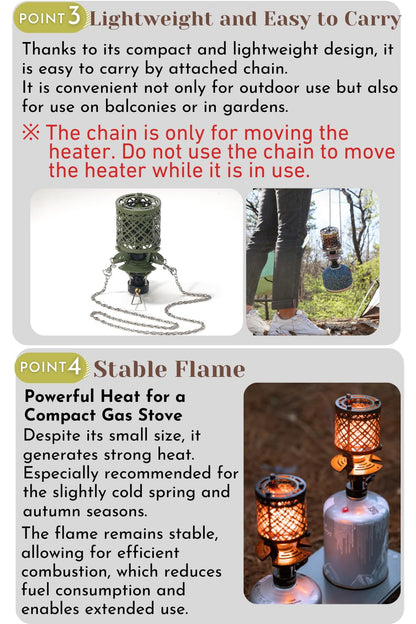 CAMPINGMOON T-HEATER GASWARE Gas Heater Propane Isobutane for Camping Outdoor Collaboration Limited Edition with EVA Case (KHNX-92+Z22)