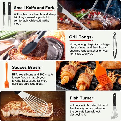 Blackstone Griddle Accessories Kit - 142 PCS Flat Top Grill Set with Spatulas, Basting Cover & Scraper