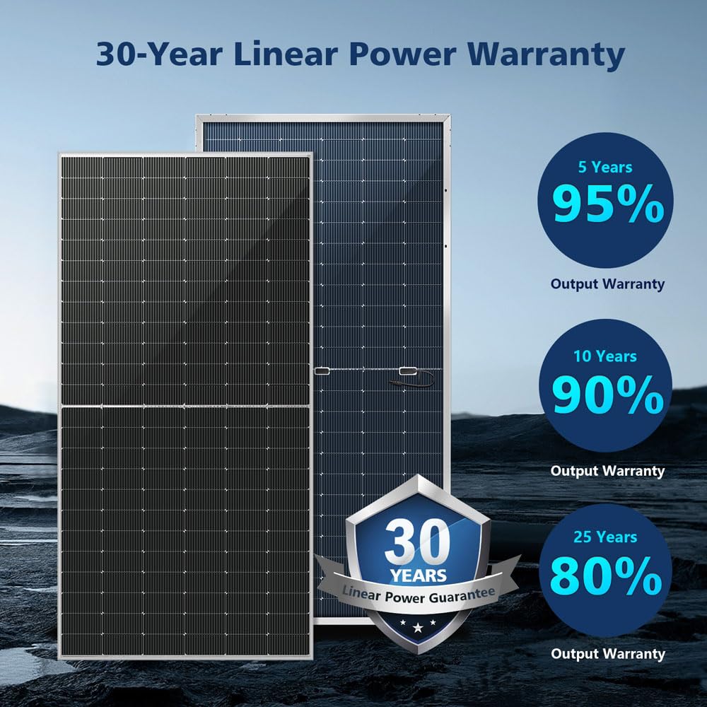 SUNGOLDPOWER 16BB N-Type 6pcs 560W Bifacial PERC Solar Panels Monocrystalline, High Efficiency up to 30%, High Power PV Module for Off-Grid, Residential & Commercial Solar Systems(6pcs 560W Bifacial)