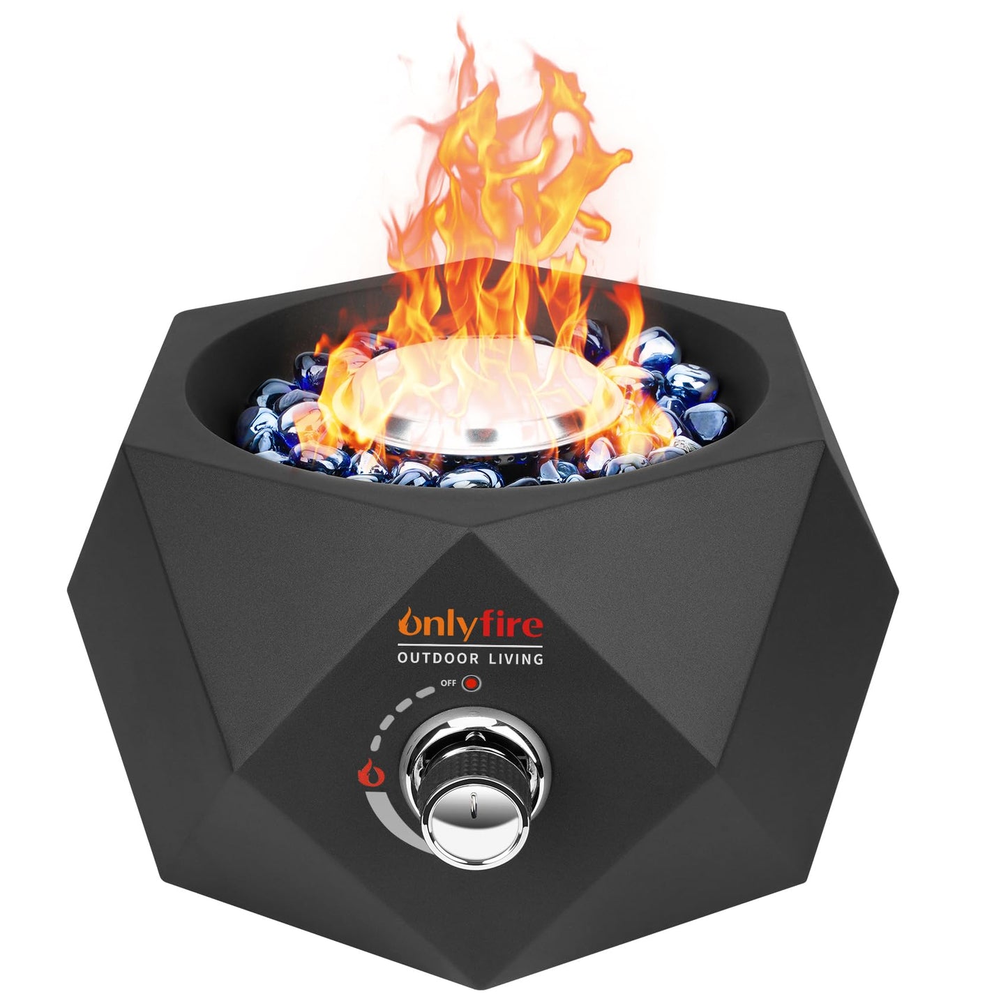 ONLYFIRE OUTDOOR LIVING 14” Modern Tabletop Fire Pit for Table with Umbrella Hole, Portable Gas Firepit for 1lb Propane Gas, Patio Backyard Porch Camping RV Tailgating, Bottom-Mounted FP003