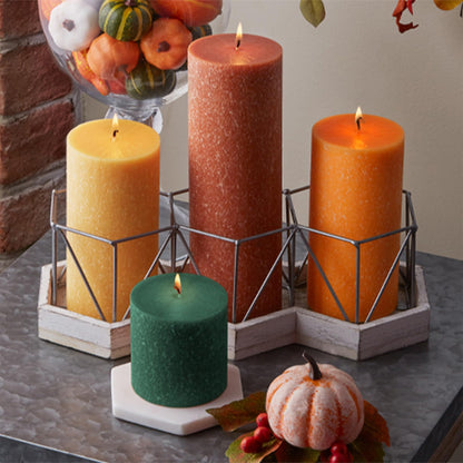 Root Candles Unscented Pillar Candles Beeswax Enhanced Textured Timberline™ Pillar Candle, 3 x 6-Inch, Rust