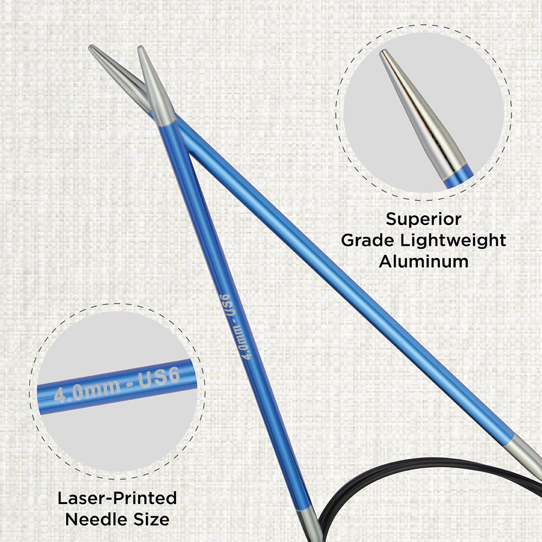 KnitPro Zing Fixed Circular Needles 40" (100cm) | US Size 6 (4mm)