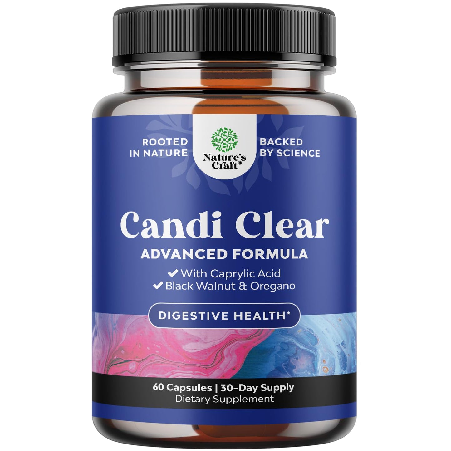 Natures Craft Candi-Clear Body Cleanse Detox for Women - Anti Overgrowth Gut Detox for Women with Caprylic Acid Black Walnut Wormwood and Oregano - Full Body Cleanse with Pre and Probiotics