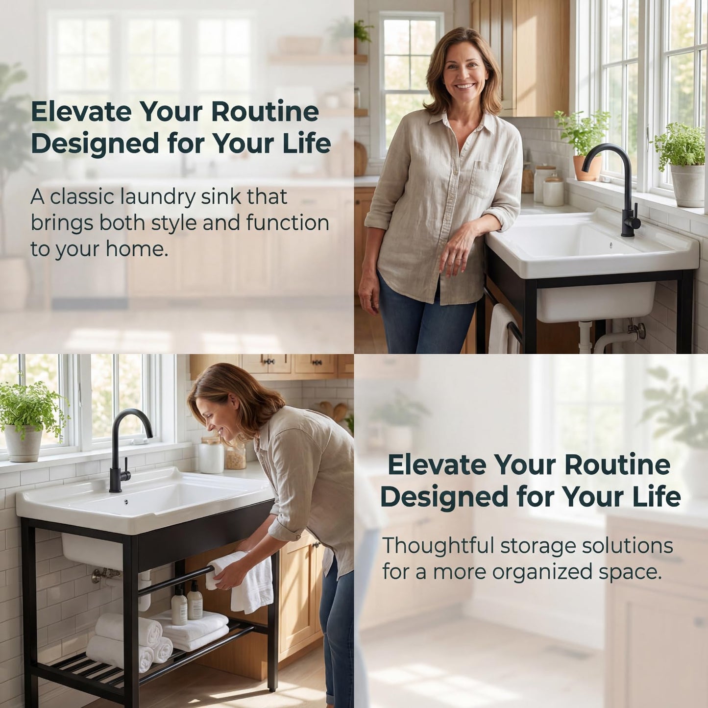 Freestanding Laundry Utility Sink, 28.3" x 19" x 32.3" Ceramic Utility Sink with Washboard Set with Bracket and Drain Kit for Laundry Room, Utility Room, Garage, Basement, Outdoor and Indoor