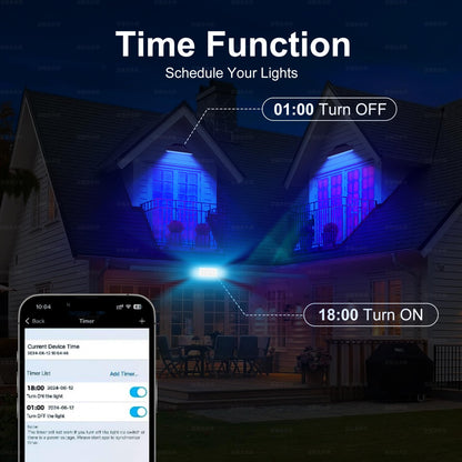 Jabbatek Party Lights Outdoor Smart Flood Light, 180W RGBCW Color Changing LED, 2700–6500K Tunable White, WiFi App & Voice Control, 50 Scenes, 1–100% Dimmable, IP65 Linkable Wall Washer Lights