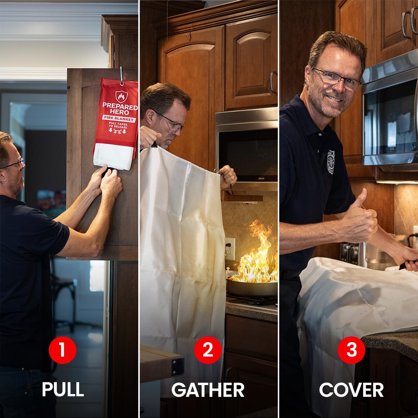 Prepared Hero Emergency Fire Blanket - 8 Pack - Fire Suppression for Kitchen, 39” x 39” Fiberglass Fire Blanket for Home
