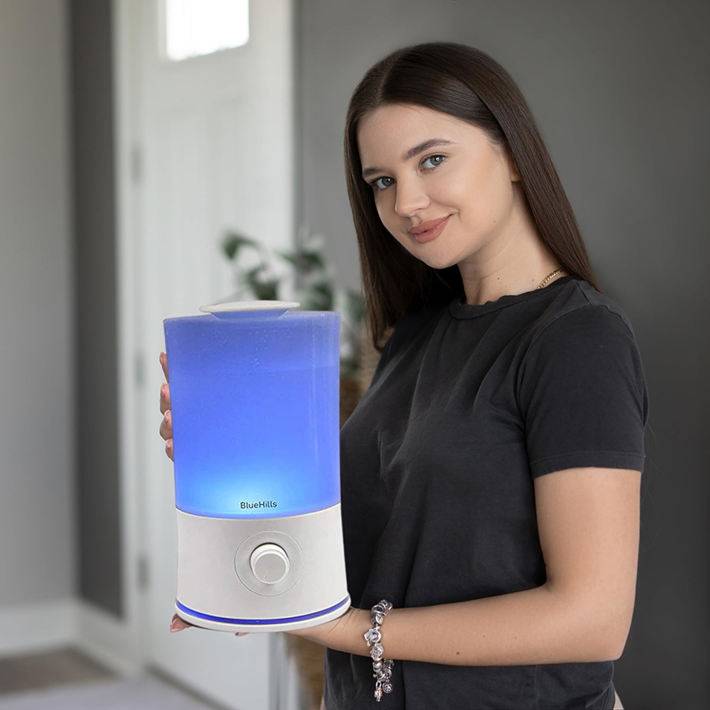 BlueHills Premium 2000 ML XL Large Essential Oil Diffuser Aromatherapy Humidifier for Large Room Home 40 Hour Run Huge Coverage Area 2 Liter Extra Large Capacity Huge Diffuser Wood Grain E005