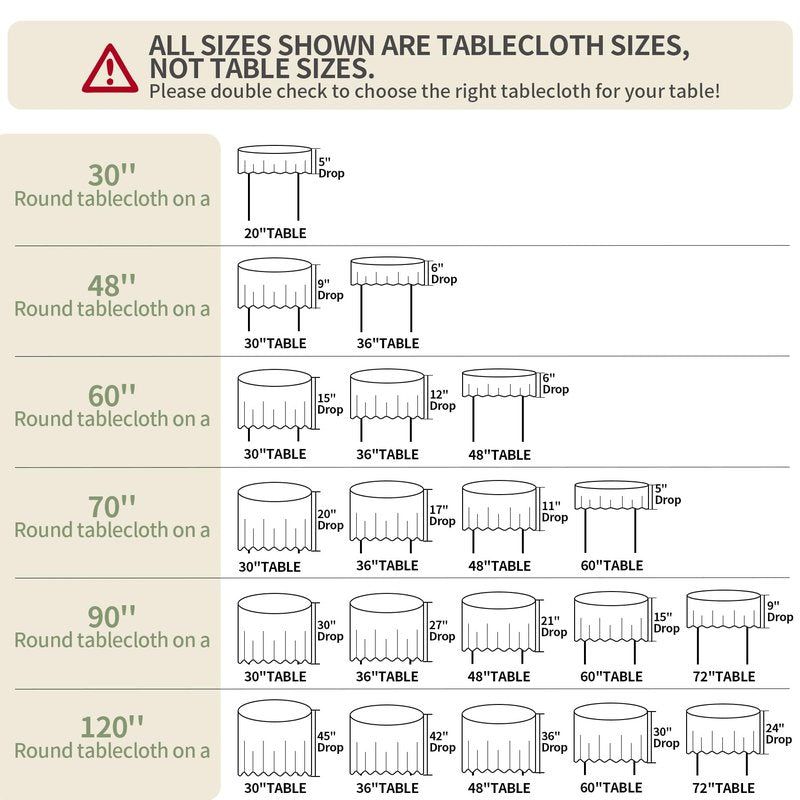 BYDOLL Table Cloth Round 48 Inch Tablecloth Fits Max38 Inch Diameter Top,Beige Washable Outdoor Winkle and Stain Resistant Spillproof Polyester Tablecloths for Round Tables Party Cover