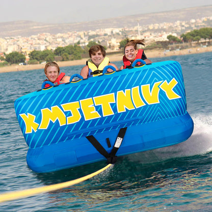 KMJETNIVY Towable Tubes for Boating Person,Pull Tube, Super Sofa Tubes for Boats,Inflatable Boat Tube,Front&Back Tow Points w/Heavy-Duty Thick Nylon Cover for Water Sports (3)