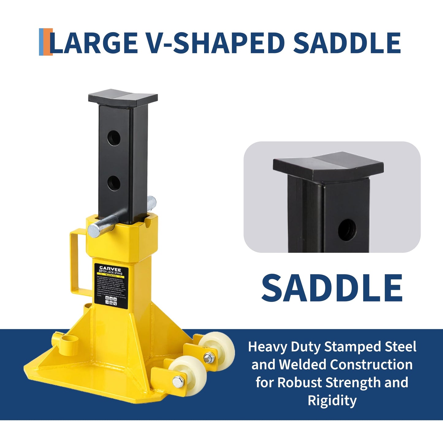 Heavy-Duty 22 Ton Steel Jack Auto Stand, Pin Type Jack Stands with Wheels, 13.8-19.7" Adjustable Height, Support for Trucks, Trailers, and Equipment, Professional Car Jack Stand with Loc,Yellow