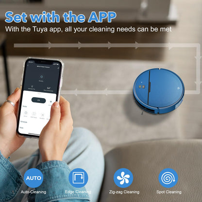 Robot Vacuum and Mop Combo, 2 in 1 Robot Vacuum Cleaner with WiFi/App, Smart Robotic Vacuums with Strong Suction, Schedule, Self-Charging, Slim, Quiet, Ideal for Hard Floor, Pet Hair, Low Pile Carpet