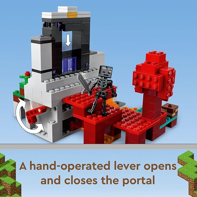 LEGO Minecraft The Ruined Portal Building Toy 21172 with Steve and Wither Skeleton Figures Gift Idea for 8 Plus Year Old Kids Boys &amp Girls