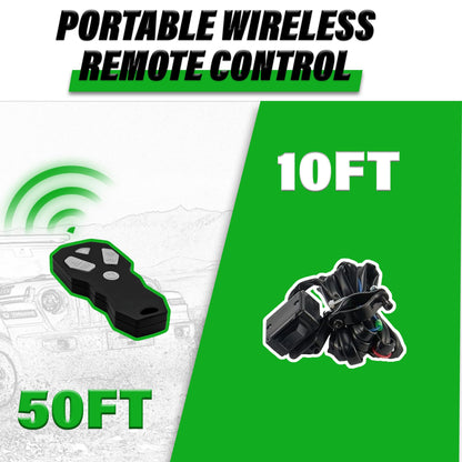 TYT 6500 lb UTV Winch with Wireless Remote and Wired Switch，12 Volt DC Electric Trailer Winch,1/4" x 50FT Synthetic Rope Winch with Rubber Stopper and Mounting Plate
