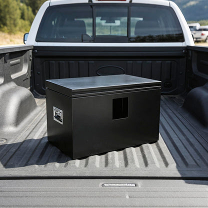 COOLBAG Steel Truck Bed Tool Box, 24x15x15 Inch Storage Box with Side Handle and Dual Gas-Shock Lids,Chest Toolbox Weatherproof Square Organizer for Pickup Truck RV Trailer, Black