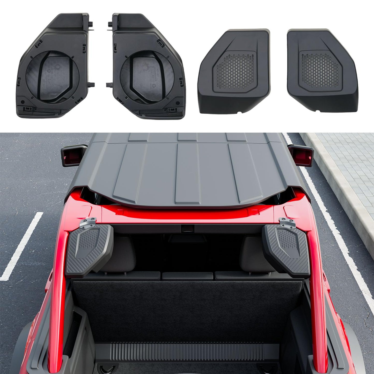 PTYYDS 6.5-Inch Rear Speaker Pods Compatible with 2021-2025 Ford Bronco 4 Door Pod Speaker Enclosure Replacement for 2021-2025 Ford Bronco Accessories