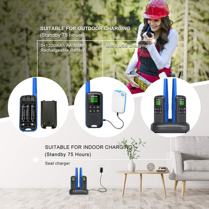 GOCOM G600 FRS Walkie Talkies for Adults Long Range Two Way Radio Rechargeable 8 Pack Hand held radios