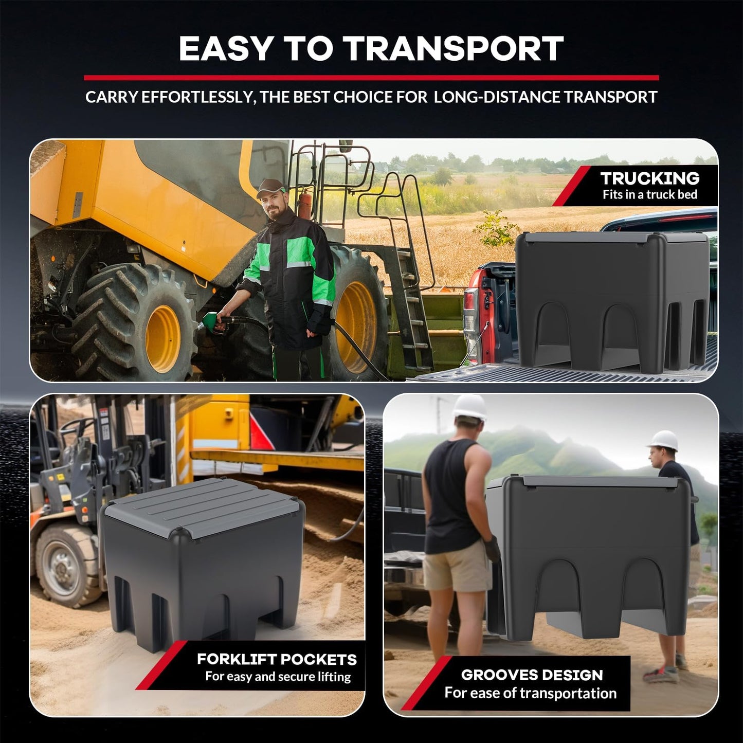 48 Gallon Portable Fuel Transfer Tank with 12V Electric Pump, 10GPM Flow, 13Ft Hose & Auto Nozzle – Diesel & Gasoline Transfer Tank for Trucks, Tractors, Boats, Generators – Black