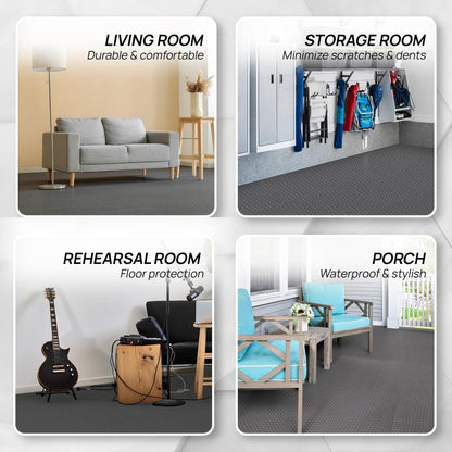 Yes4All EVA Interlocking Mats, Puzzle Floor Tiles, Foam Floor Padding with Border for Furniture, Home Space, Living Room, Garage 11,15,32,99 SQFT