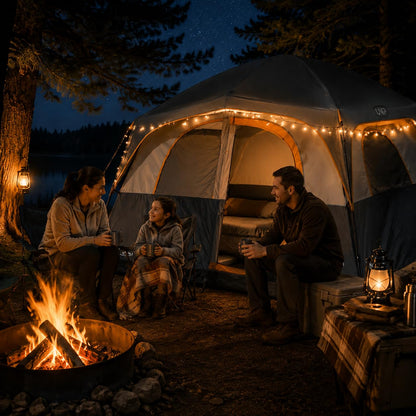 UNP Tents 6 Person Waterproof Windproof Easy Setup,Double Layer Family Camping Tent with 1 Mesh Door & 5 Large Mesh Windows -10'X9'X78in(H) Gray