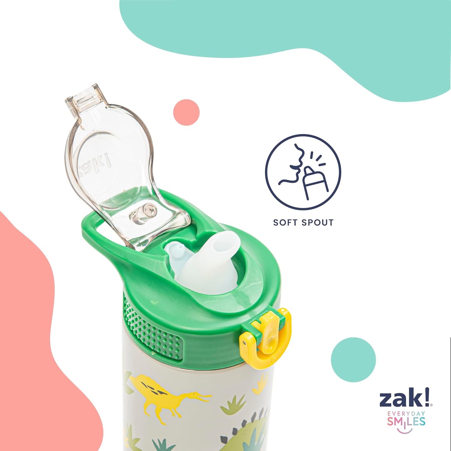 Zak Designs PAW Patrol Kids Water Bottle - 14oz Stainless Steel with Straw & Leak-Proof Spout | Sage Color