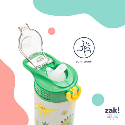 Zak Designs PAW Patrol Kids Water Bottle - 14oz Stainless Steel with Straw & Leak-Proof Spout | Sage Color