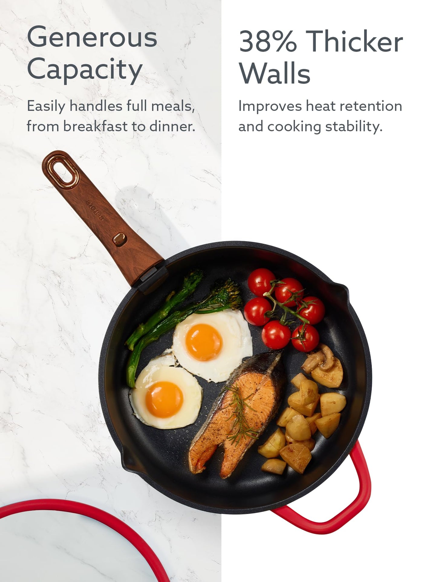 CAROTE 20Pcs Titanium Cookware Set, Pots and Pans Set Non Stick, Kitchen Cooking Set with Detachable Handle, Non Toxic Induction Cookware - Camping Cookware, Dishwasher/Oven Safe, Red