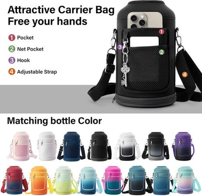 DYSANKY Insulated Water Bottle - 64 oz Thickened Stainless Steel Vacuum Jug | Portable for Gym & Hiking with Straw & Carrier Bag