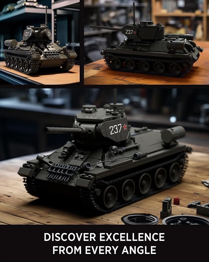 Nifeliz T34/85 Tank WW2 Military Tank Building Set for Adults Collectible Army Model to Build and Display Gift Ideal for Military Fans (818 PCS NF10270)