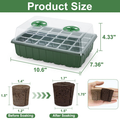 Grow Sponges with Tray, 24 Pack Seed Starter Pods & Starter Plugs for Cuttings, Hydroponic Grow Sponges for Seed Starting, Plant Plugs for Herbs Vegetables Flowers, Easy Transplant Rooter Pods
