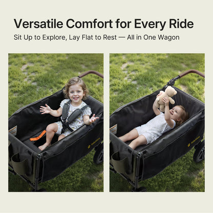 BabyVista Stroller Wagon for Kids, One-Hand Adjustable Push/Pull Handle, Spacious Storage, 8"/12" All-Terrain Wheels, Canopy with Bug Net, Wagon Stroller for Daily Walks, Short Trips & Grocery Runs
