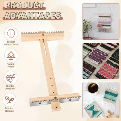 Adjustable Tapestry Weaving Loom, Wooden Craft Weaving Loom Kit, Small Expandable 4.72in to 13in, Wooden Frame to Handcraft Art for Beginners Experts, Wood Weaving Kit