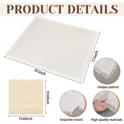 Novabright Boho Picnic Kit 22'' x 44'' Folding Picnic Table 91" x 71" Extra Large Outdoor Boho Blanket with Beige Table Runner and 6 Napkins for Camping Wedding Birthday Baby Shower Party Decor