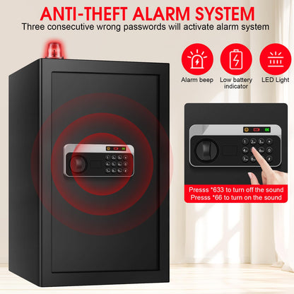 5.2 Cuft Large Floor Safe, Heavy Duty Fire Proof Safes for Home Use with Digital Keypad, Removable Shelves and Alarm System, Anti-theft Home Safe for Documents Money