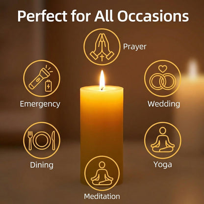 CYSEdge 6 Pack Natural Beeswax Pillar Candles,Pure Beeswax Candles-210 Hours Long Burning,Unscented Dripless Smokeless Organic Bees Wax Candles for Home,Emergency,Festival,Prayer,Parties-Bulk 2x4 inc